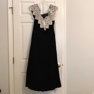 Jessica McClintock black velvet dress with lace
